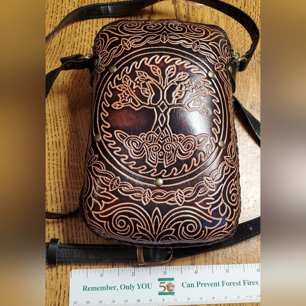 Handmade Leather Tree of Life Purse